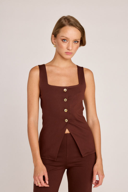 Talia Vest - Chocolate