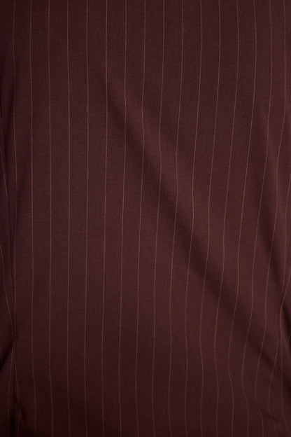 Riley Poplin Shirt - Brown Pinstripe
