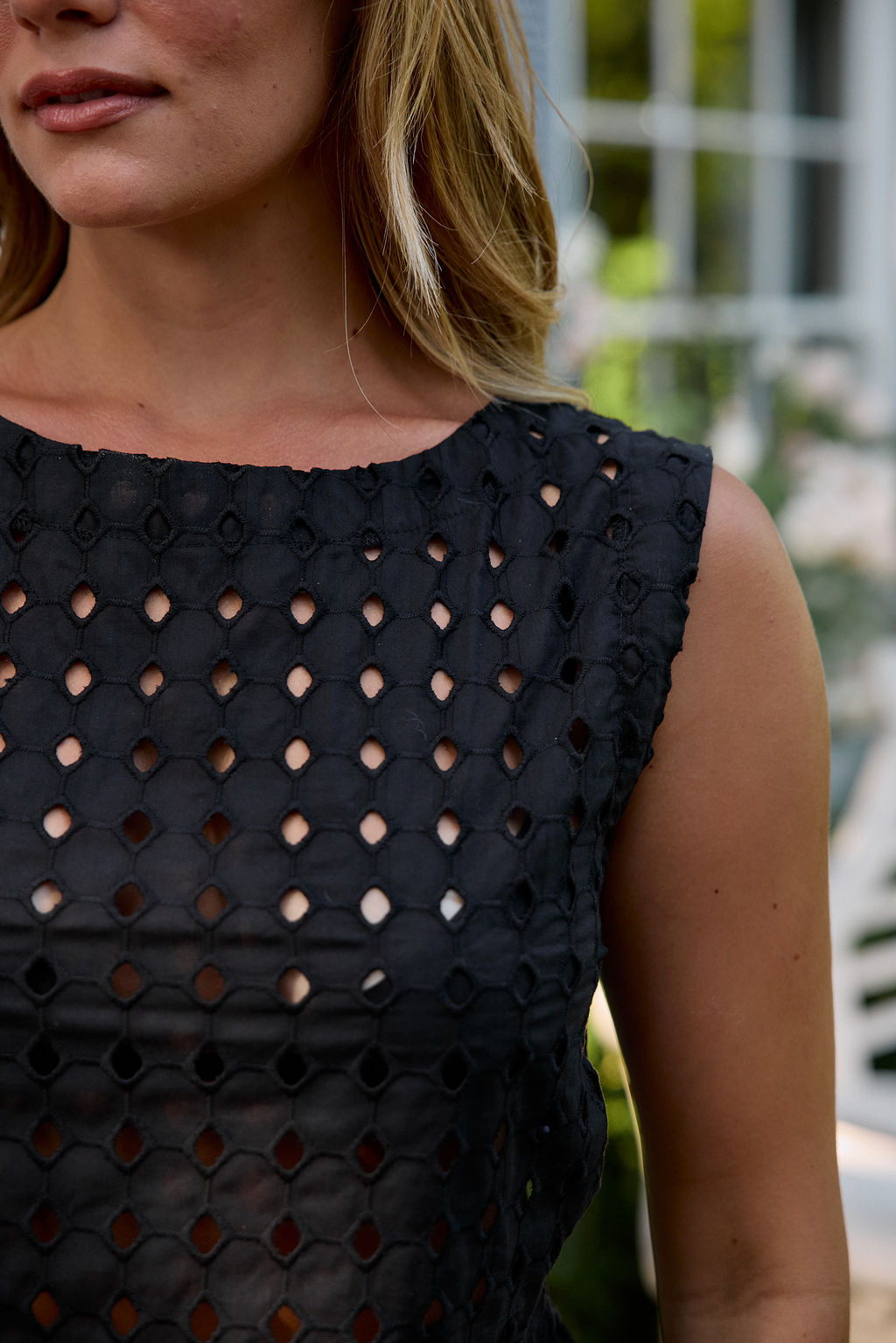 Olga Eyelet Top - Black