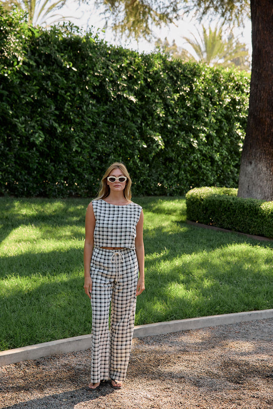 Dahlia Pant - Black/White Plaid