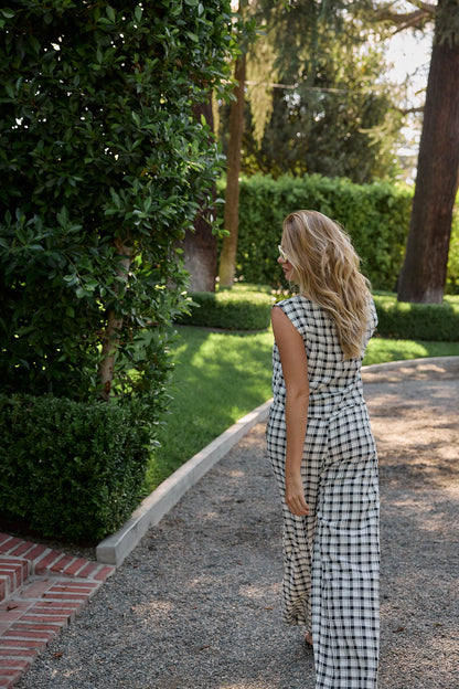 Olga Top - Black/White Plaid