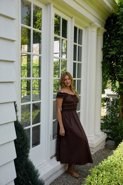 Sophia Poplin Dress -  Chocolate