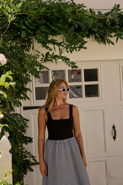Annalise Dress- Black/White Seersucker