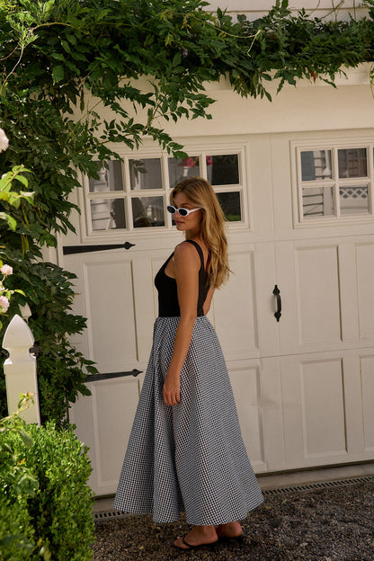 Annalise Dress- Black/White Seersucker