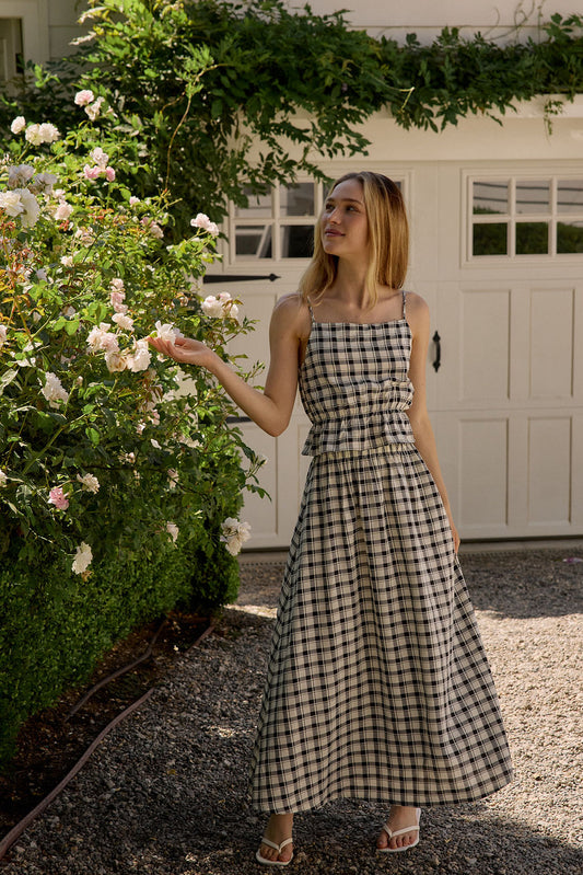 Emma Maxi Skirt  -  Black/White Plaid