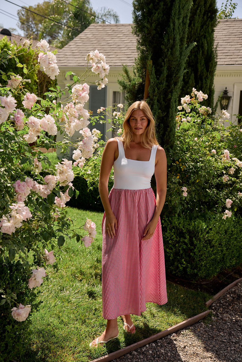 Annalise Dress- Red/White Seersucker