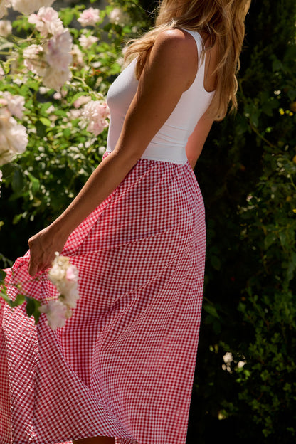 Annalise Dress- Red/White Seersucker
