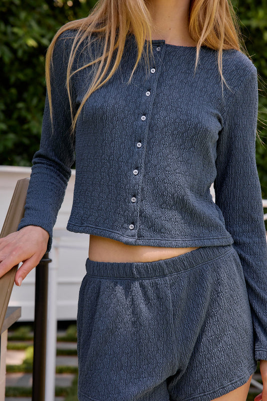Elise Cardigan - Textured Denim