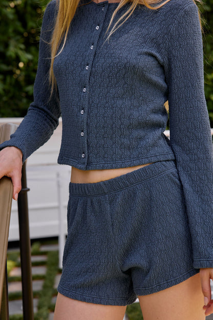 Elise Cardigan - Textured Denim