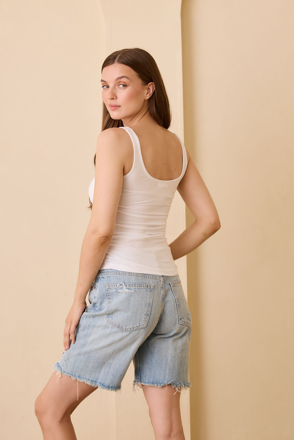 Olivia Rib Tank - White