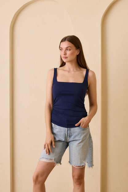 Olivia Rib Tank - Navy