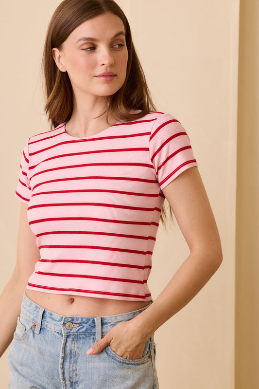 Elise Tee - Pink/Red Stripe