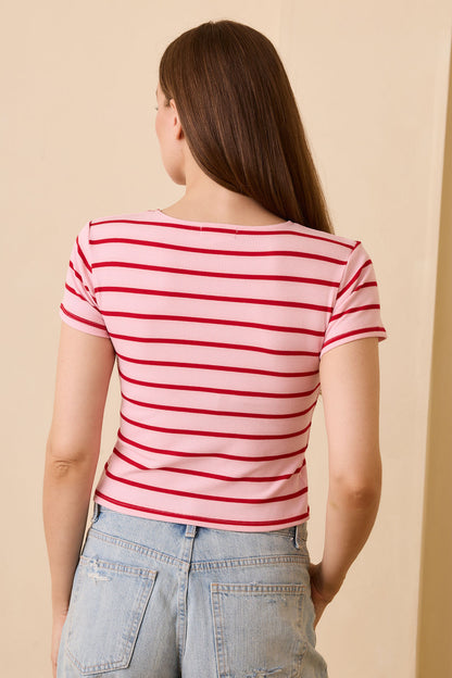 Elise Tee - Pink/Red Stripe