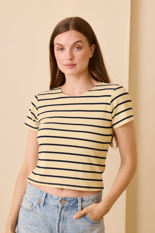 Elise Tee - Yellow/Navy Stripe