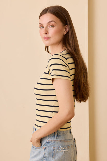 Elise Tee - Yellow/Navy Stripe