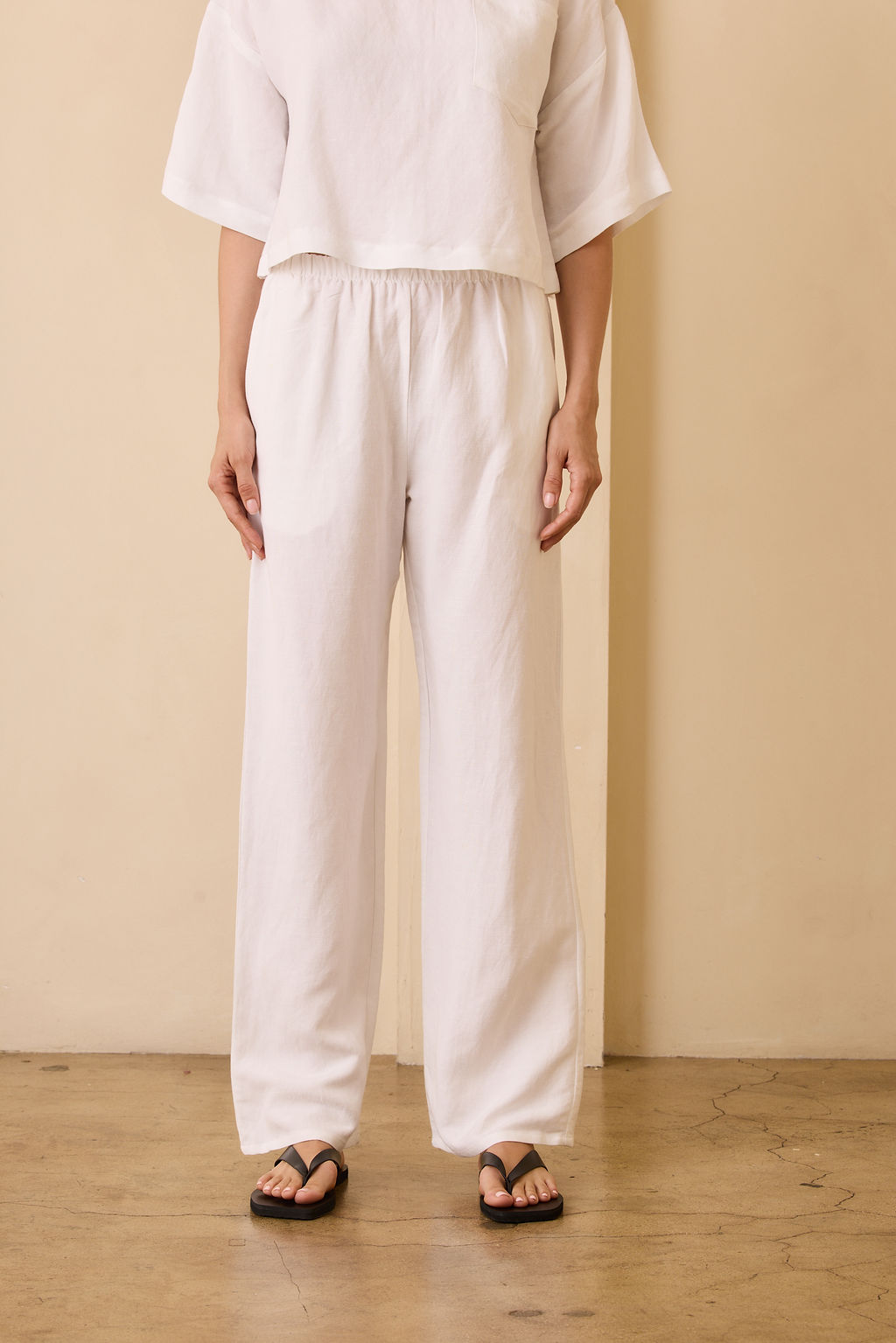 Stella Linen Blend Pants - White