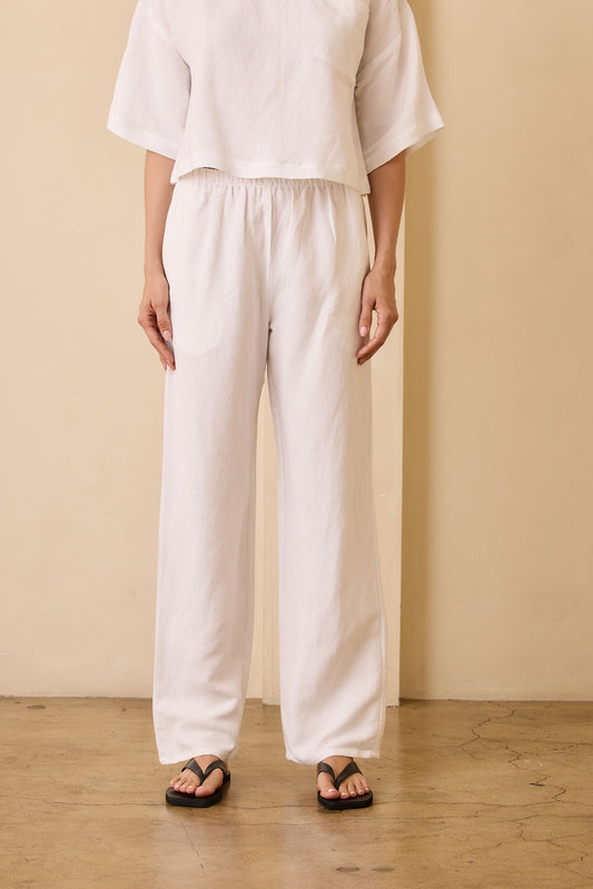 Stella Linen Blend Pants - White