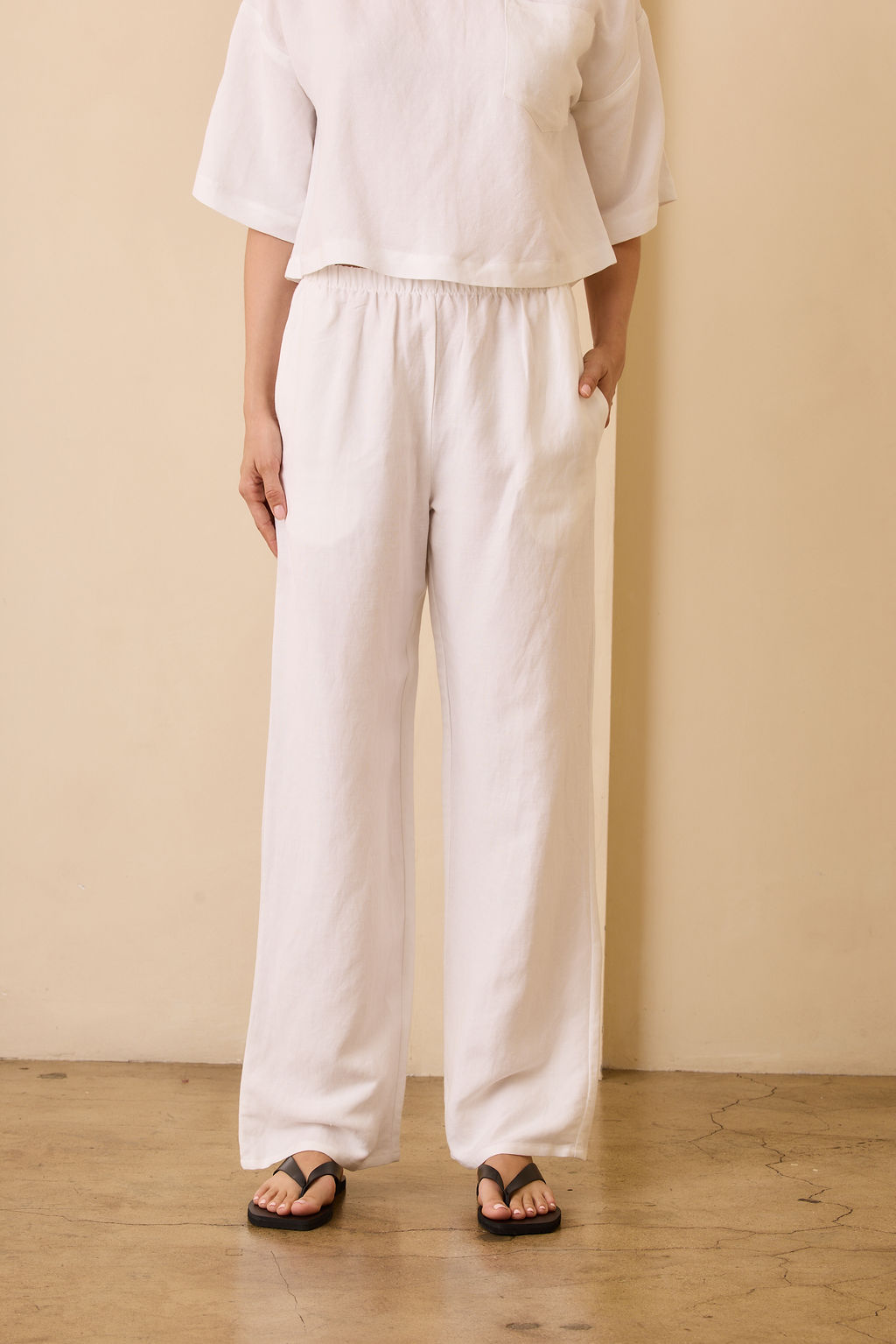 Stella Linen Blend Pants - White