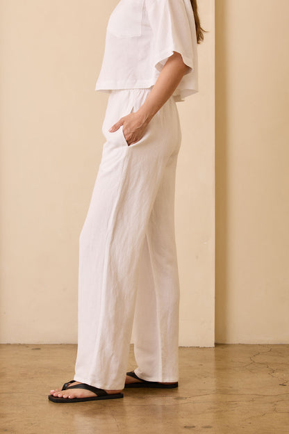 Stella Linen Blend Pants - White
