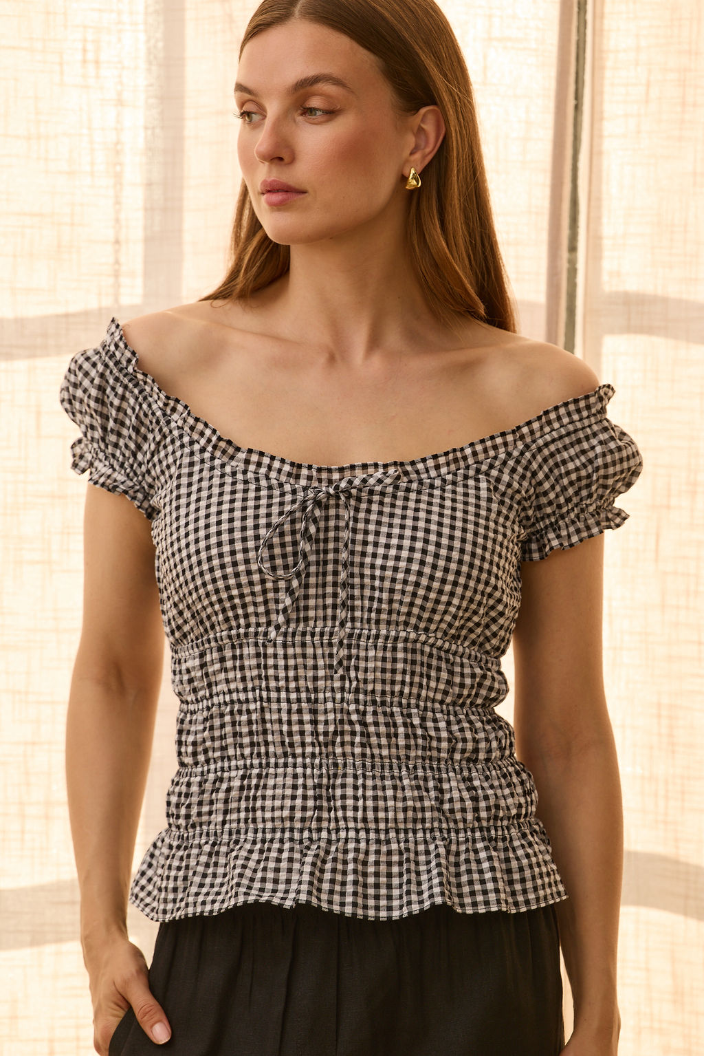 Sophia Top - Black & White Gingham