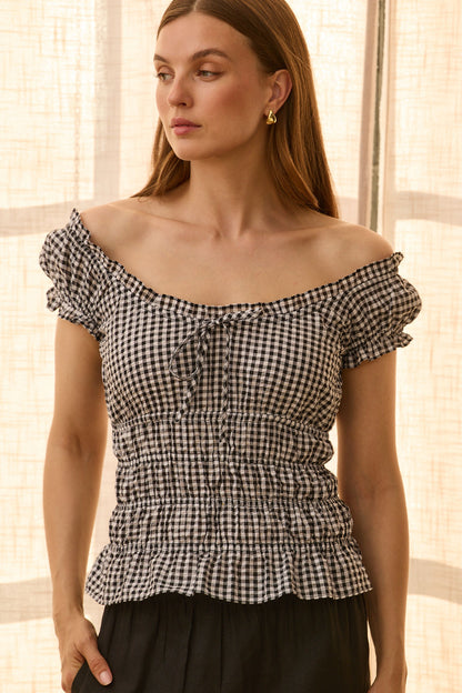 Sophia Top - Black & White Gingham