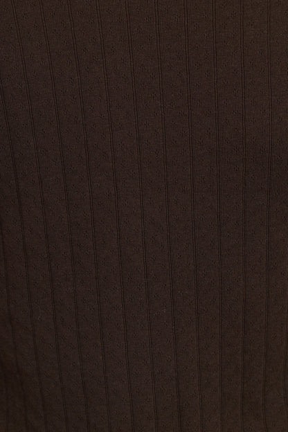 Elise Pointelle Cardigan - Chocolate