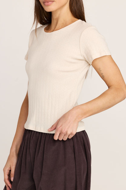 Elise Pointelle Tee - Cream