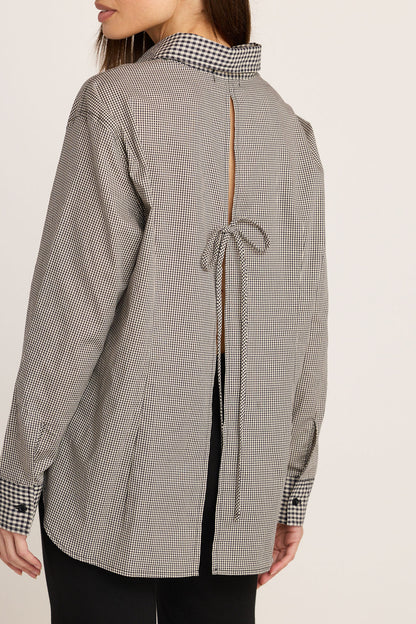 Kali Tie Back Buttondown - Black Gingham