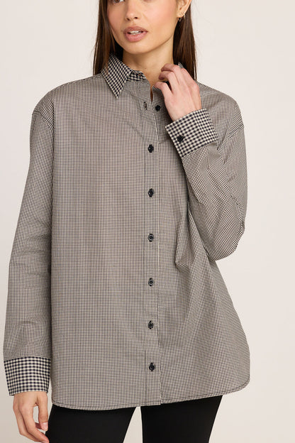 Kali Tie Back Buttondown - Black Gingham