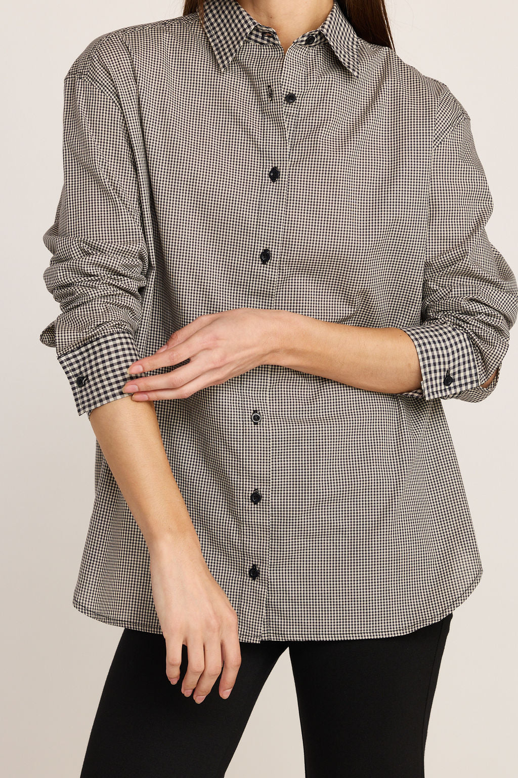 Kali Tie Back Buttondown - Black Gingham