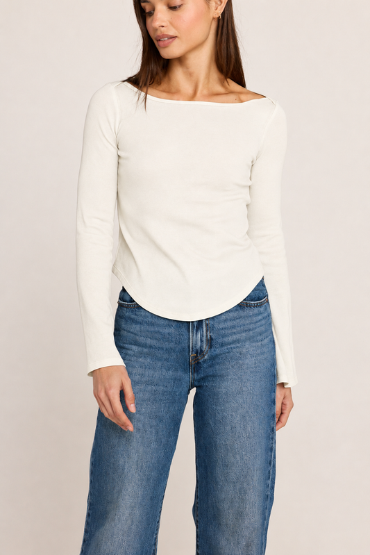 Sienna Long Sleeve Top - Off White