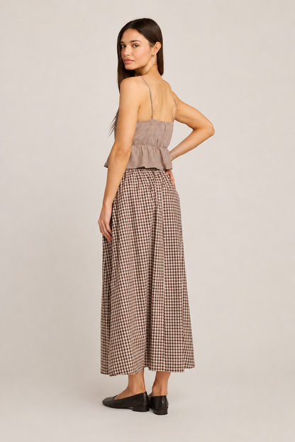 Emma Maxi Skirt  -  Brown Plaid