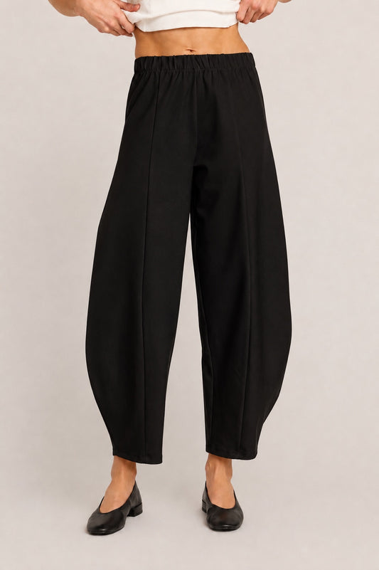 Lara Ponte Barrel Pant - Black