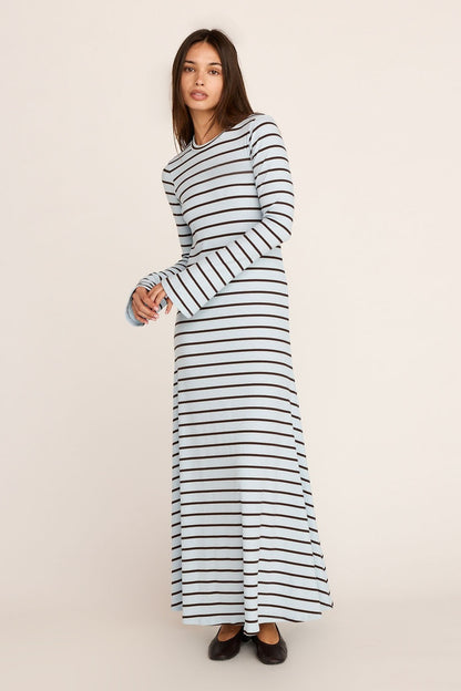 Isolde Maxi Dress - Brown/Blue Stripe