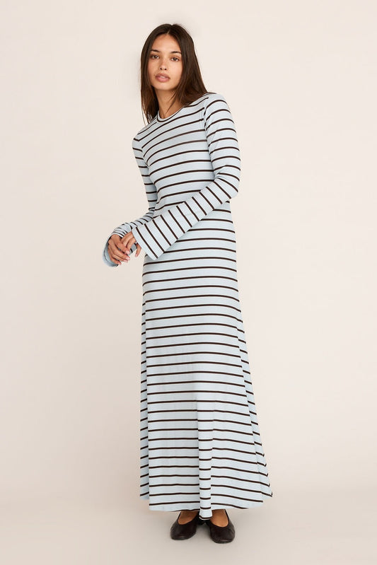 Isolde Maxi Dress - Brown/Blue Stripe