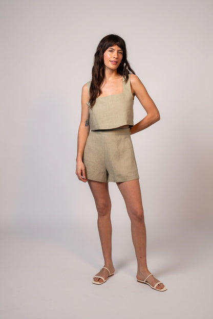 Dahlia Linen Top - Sage