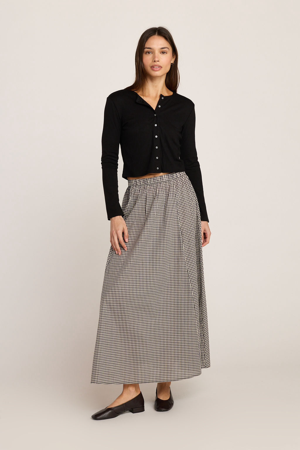 Emma Maxi Skirt  -  Black Plaid