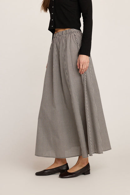 Emma Maxi Skirt  -  Black Plaid