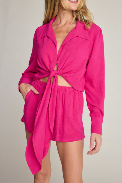 Rhea Wrap Top - Fuchsia