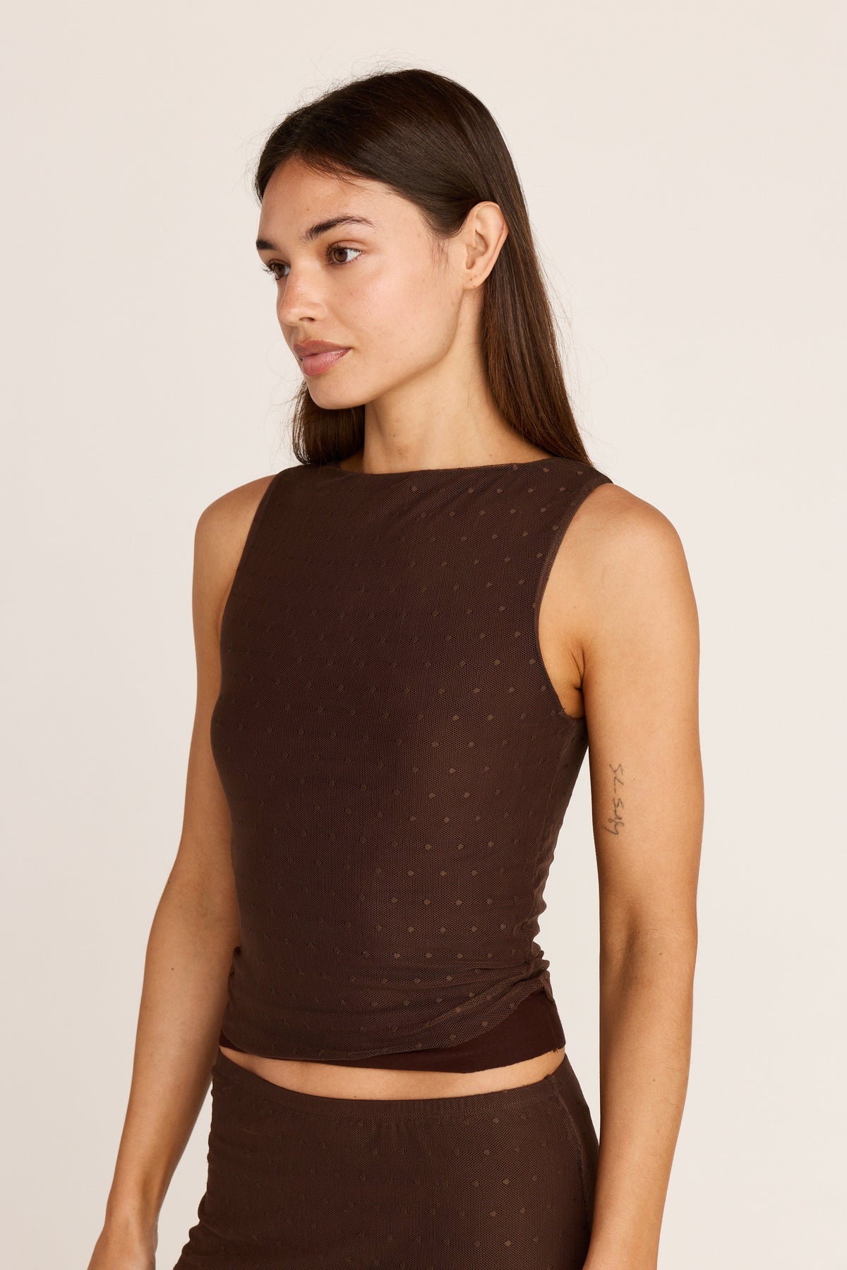 Carrie Top - Brown Polka Dot