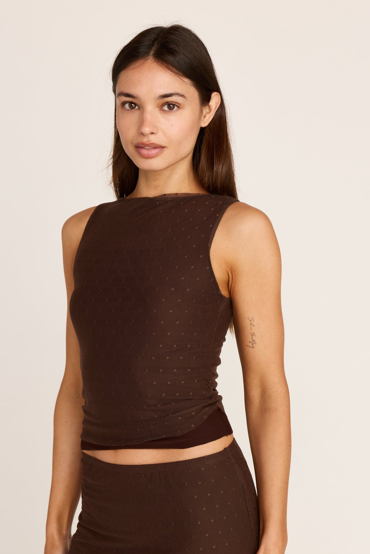 Carrie Top - Brown Polka Dot