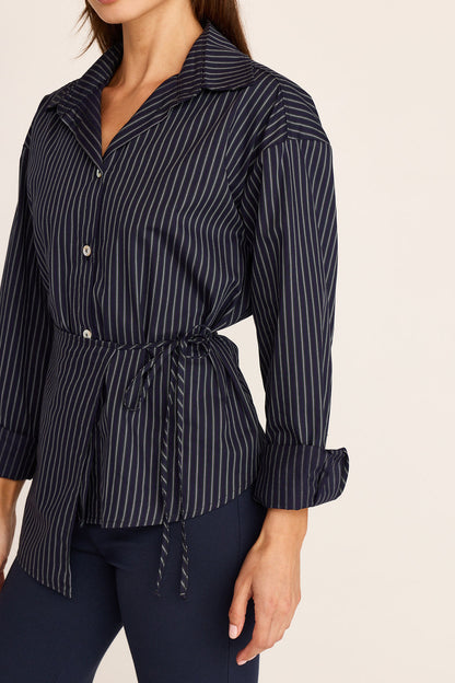 Annika Stripe Button Down - Navy Stripe