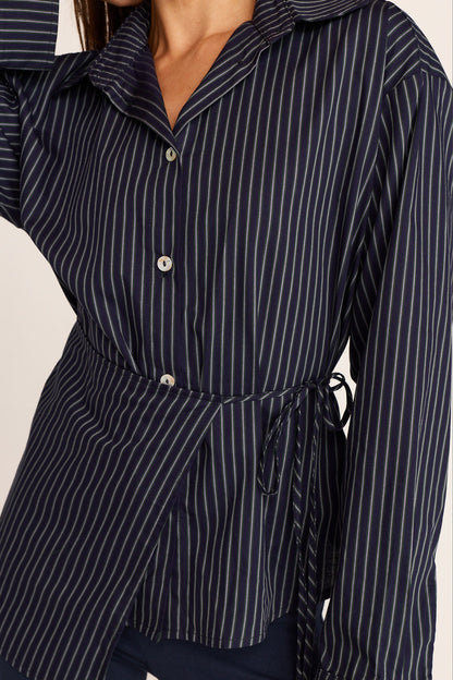 Annika Stripe Button Down - Navy Stripe