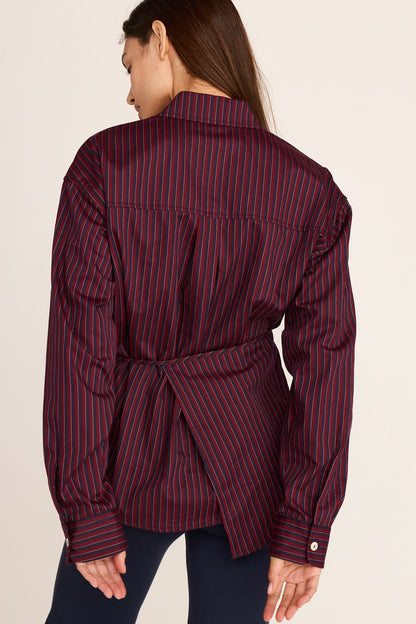 Annika Stripe Button Down - Burgundy Stripe