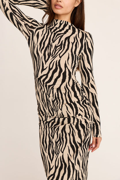 Violette Midi Dress - Zebra Print