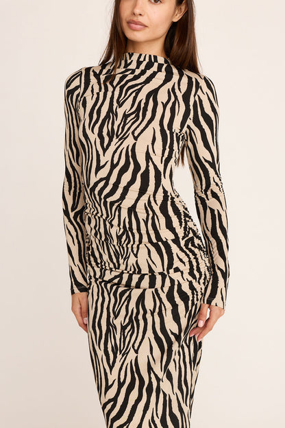 Violette Midi Dress - Zebra Print