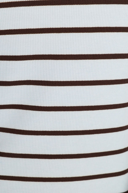 Isolde Maxi Dress - Brown/Blue Stripe