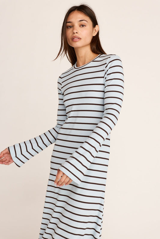 Isolde Maxi Dress - Brown/Blue Stripe