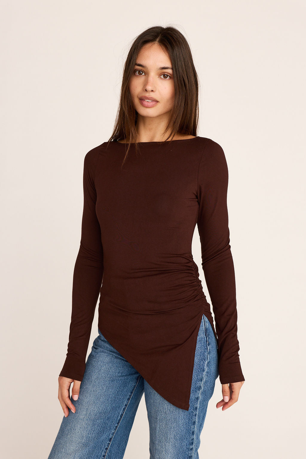 Florence Long Sleeve Top- Chocolate