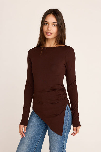 Florence Long Sleeve Top- Chocolate